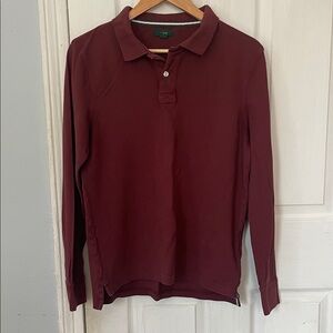 J. Crew Men's Maroon Oarsman Long Sleeve Polo
